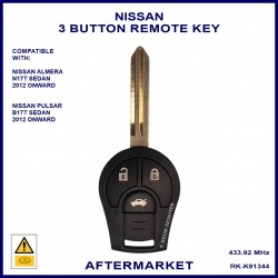 Nissan Almera & Pulsar 3 button 434 MHz remote key ID46 chip