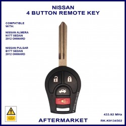 Nissan Almera & Pulsar 4 button 434 MHz remote key ID46 chip