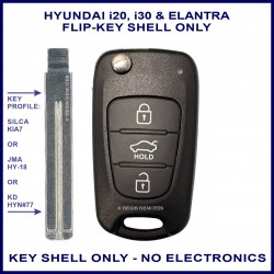 Hyundai i20 & i30 3 button flip key shell only - NO ELECTRONICS