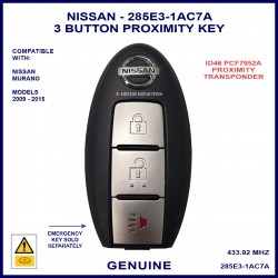 Nissan Murano 2009 - 2015 3 button smart key genuine 5WK49613