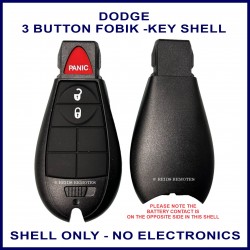 Dodge 2 button plus panic button fobik key replacement shell with right side battery contact