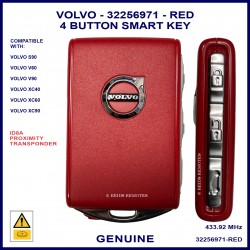 Volvo S90 V60 V90 XC40 XC60 XC90 4 button red 434MHz proximity remote HUF8423 key