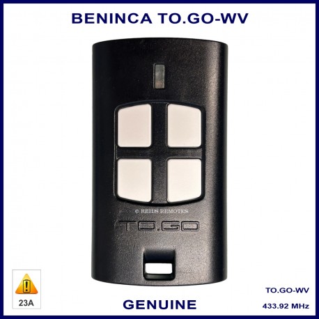 Beninca TOGO4 genuine 4 button black & white gate remote