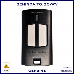 Beninca TOGO WV genuine 2 button black & white gate remote