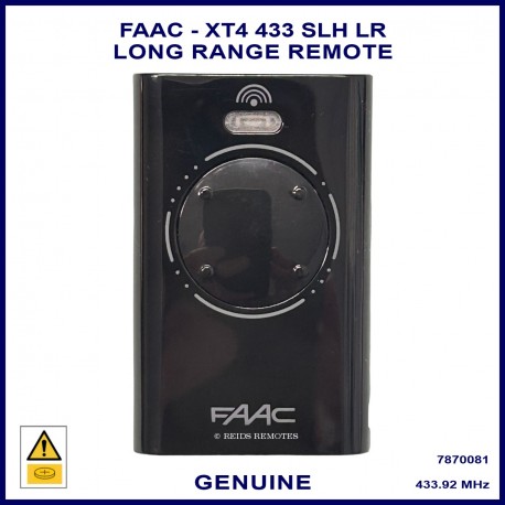 FAAC XT4 433 LR 7870081 black 4 button gate remote
