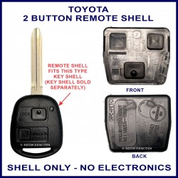 Image shows the front and back of the remote casing and an example of the type of remote key shell it fits into