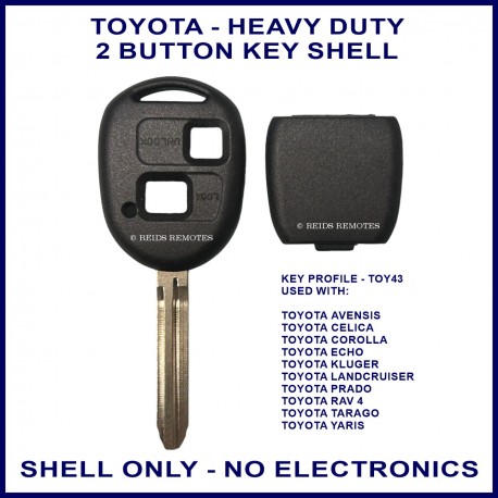 Toyota 2 button key shell Corolla Hiace Hilux Rav 4 Tarago & Yaris