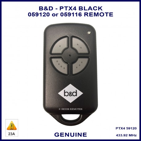 B&D 059120 or 059116 genuine PTX-4 black garage remote control