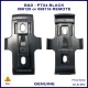 Image shows the front and back of the visor/wall mount clip that is included in the pack