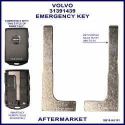 Volvo 31391439 HU101 emergency key blade fits 32256971 proximity remote