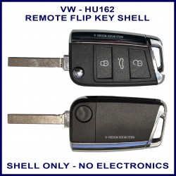 VW 3 button new style flip key case with chrome key loop & HU162 key blade