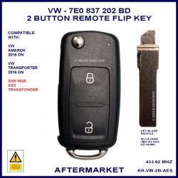 VW Amarok & Transporter 2016 onward 7E0837202BD AES 2 button remote flip key
