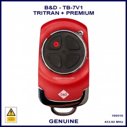B&D  TB-7V1 TRI-TRAN 3 red 4 button garage remote - model 100510