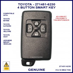 Toyota Alphard Japanese Import - 4 button 271451-6230 312 FSK smart key