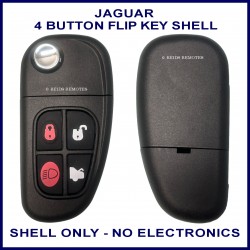 Jaguar 4 button flip key replacement casing including key blade section