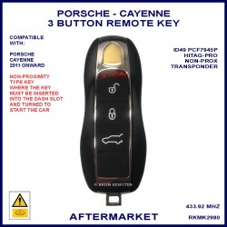 Porsche Cayenne 2011 onward 3 button non-proximity fob remote key