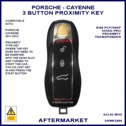 Porsche Cayenne 2011-2012 3 button proximity fob remote key 433.92MHz