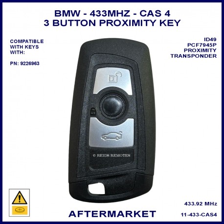 BMW 1 2 3 4 series & X3 X4 F Chassis 2013 - 2018 3 button 433 MHz 9226963 CAS-4 smart key