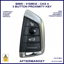 BMW 3 5 & 7 series F Chassis 2009 - 2016 3 button 315 MHz 9337244-01 CAS-4 smart key