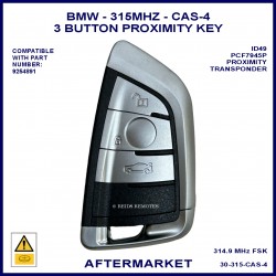 BMW 3 5 & 7 series F Chassis 2009 - 2016 3 button 315 MHz 9254891 CAS-4 smart key