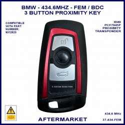 BMW 1 2 3 4 series & X3 X4 F Chassis 2013 - 2018 3 button 434 MHz 9312523 FEM smart key red