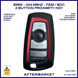 BMW 6 & 7 series F Chassis 2013 - 2018 4 button 434.6 MHz FEM smart key red