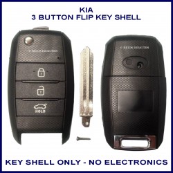 Kia 3 button wide body flip key replacement case suits Cerato Carnival Rion Rondo & Sportage