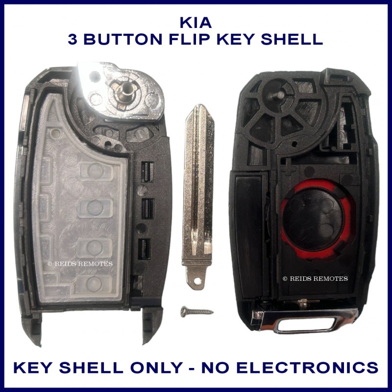 3 Button Flip Key Shell Case For Ford Transit Connect Tourneo Custom - Black