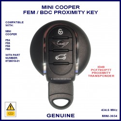 Mini Cooper 2014 - 2018 F-Chassis 3 button proximity smart remote