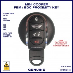 Mini Cooper 2015 - 2022 F-Chassis F54 F55 F56 F57 F60 4 button proximity smart remote