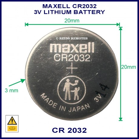Maxell CR2032 3V lithium battery for garage & gate remote controls