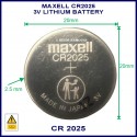 Maxell CR2025 3V Lithium battery for use in remote control