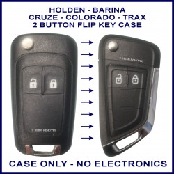 Image shows a genuine Holden 2 button flip key on the left and this aftermarket replacement on the right