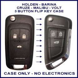 Image shows a genuine Holden 3 button flip key on the left and this aftermarket replacement on the right