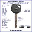 Honda CBR Hornet NT NX Shadow ST VFR VT motorcycle transponder key cut & cloned