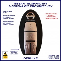 Nissan Elgrand E51 & Serena C25 Japanese import - 4 button genuine proximity remote