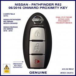 Nissan Pathfinder R52 06-2016 onward - 3 button smart proximity key genuine S180144304