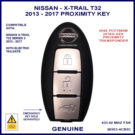 Nissan X-Trail T32 2013 - 2017 3 button smart proximity key genuine Continental S180144104