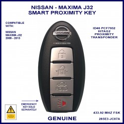 Nissan Maxima J32 2009 - 2013 4 button genuine smart key 5WK49609