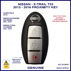 Nissan X-Trail T32 2013 onward - 3 button smart proximity key genuine S180144005