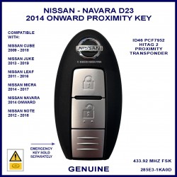 Nissan Navara D23 3rd gen 2014 onward 2 button smart key genuine TWB1G662