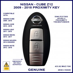 Nissan Cube 3rd gen 2009 - 2018 2 button smart key genuine TWB1G662