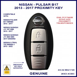 Nissan Pulsar B17 2013 - 2017 2 button smart proximity key genuine Continental S180144102