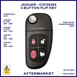 Jaguar X-Type, XJ8, XJR & S-Type 4 button tibbe flip key
