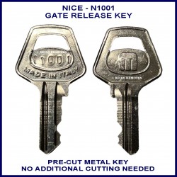 Nice N1001 electric gate pre-cut metal manual release key