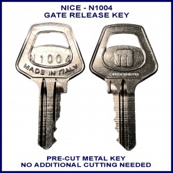 Nice N1004 electric gate pre-cut metal manual release key