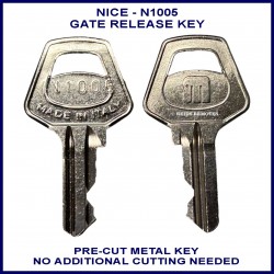 Nice N1005 electric gate pre-cut metal manual release key