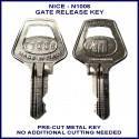 Nice N1006 electric gate pre-cut metal manual release key