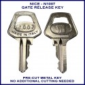 Nice N1007 electric gate pre-cut metal manual release key