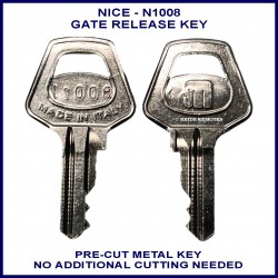Nice N1008 electric gate pre-cut metal manual release key
